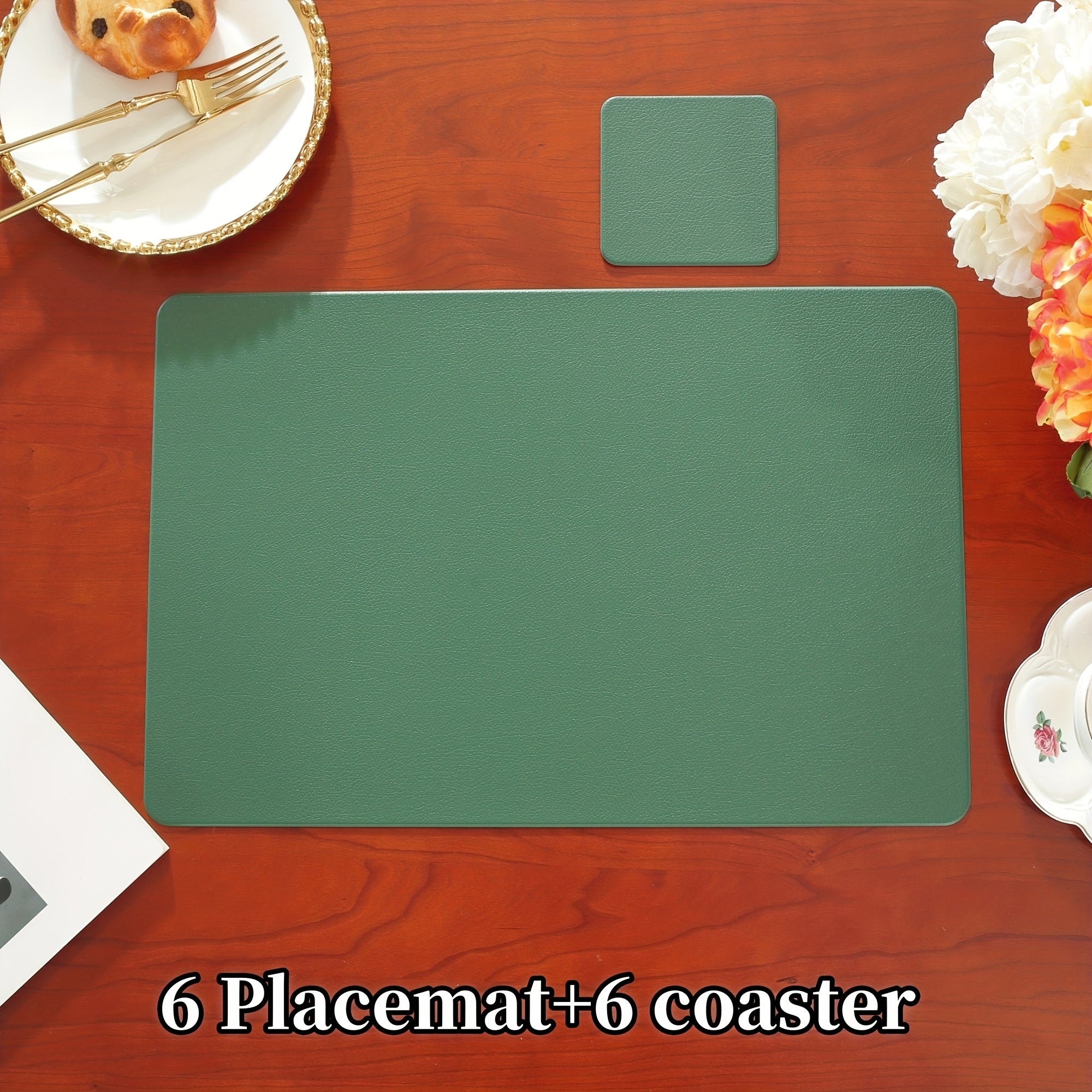 8\u002F12pcs Hotel & Restaurant Placemats Set, Rectangular Solid Color Premium Table Mats, Easy-to-Clean Heat-Resistant Coasters for Weddings, Parties, Home Kitchen Dining Tables, Festive Decor