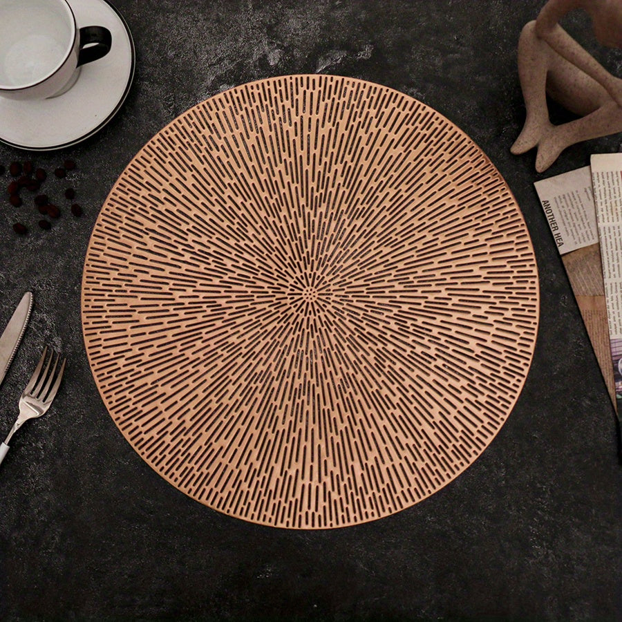 Round Hollowed-Out Celestial Eye Pattern Placemats with Golden Foil Heat-Resistant Table Mats