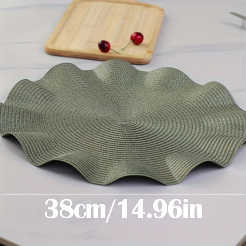 5pcs Creative Ruffled Irregular Table Placemats, Thick PP, 14.96in, Kitchen Dining Mat, Multiple Colors, Durable and Stylish, Ideal for Everyday Use, Non-Slip, Breathable, Easy to Clean