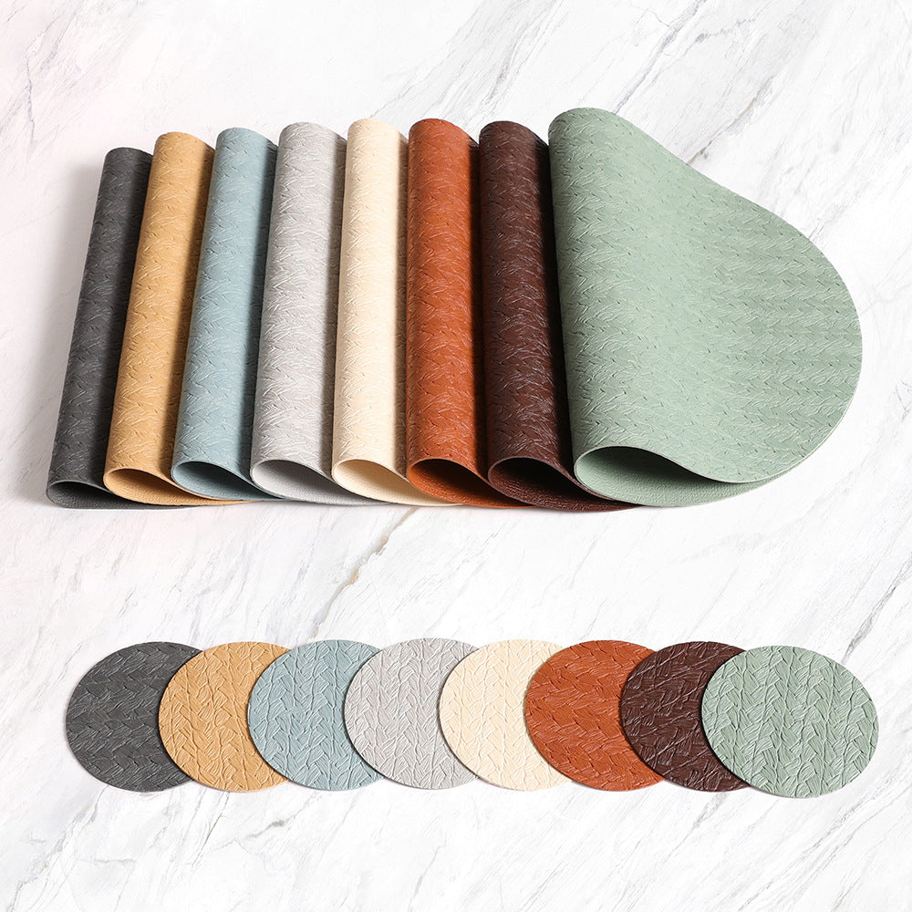 5pcs Nordic Ins Elliptical Placemat, Western Home Dining Table Mat, Rice Grain Pattern High-Quality, Heat-resistant and Heat-insulating Mat