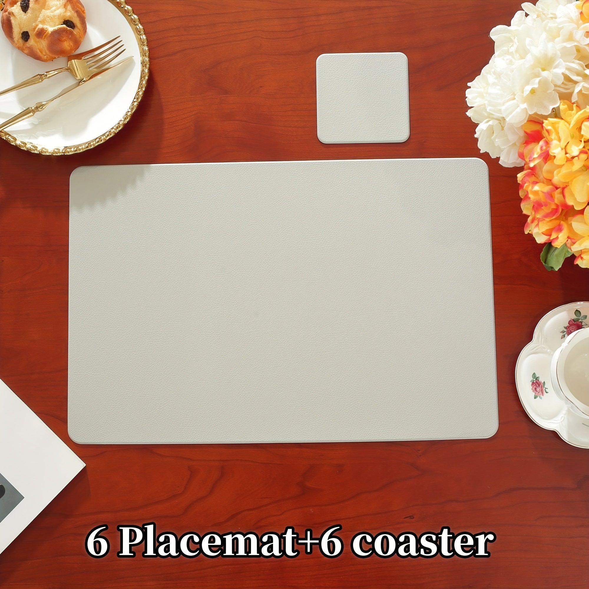 8\u002F12pcs Hotel & Restaurant Placemats Set, Rectangular Solid Color Premium Table Mats, Easy-to-Clean Heat-Resistant Coasters for Weddings, Parties, Home Kitchen Dining Tables, Festive Decor