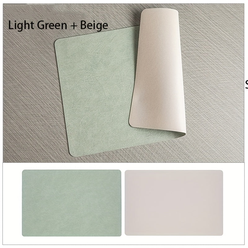 of 3 Cowhide Design Imitation Faux Leather Table Mats - Rectangular, Heat-Resistant Dining Mats for Kitchen Use, Hand Wash Only, Made of Polyurethane, Christmas Theme