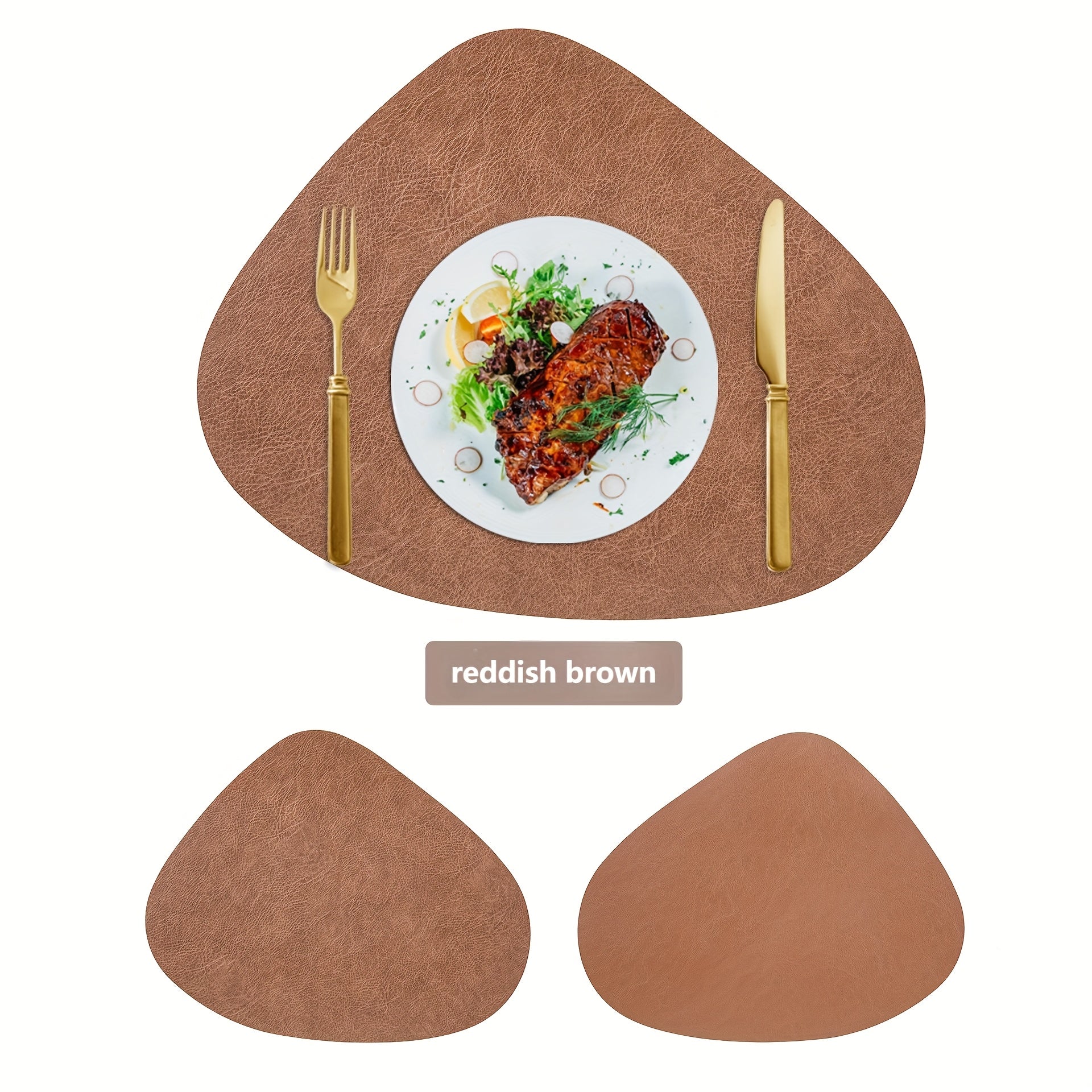 4pcs Nordic double-sided Water-Drop Shaped Faux Leather Placemats, Dining Table Mats, Western Plate Mats, Heat-resistant Mats, Home Table Decor Mats, Kitchen Table Mats, Multicolor Available, Easy Clean, Suitable for Daisy Family Use&Gatherings&Hotel