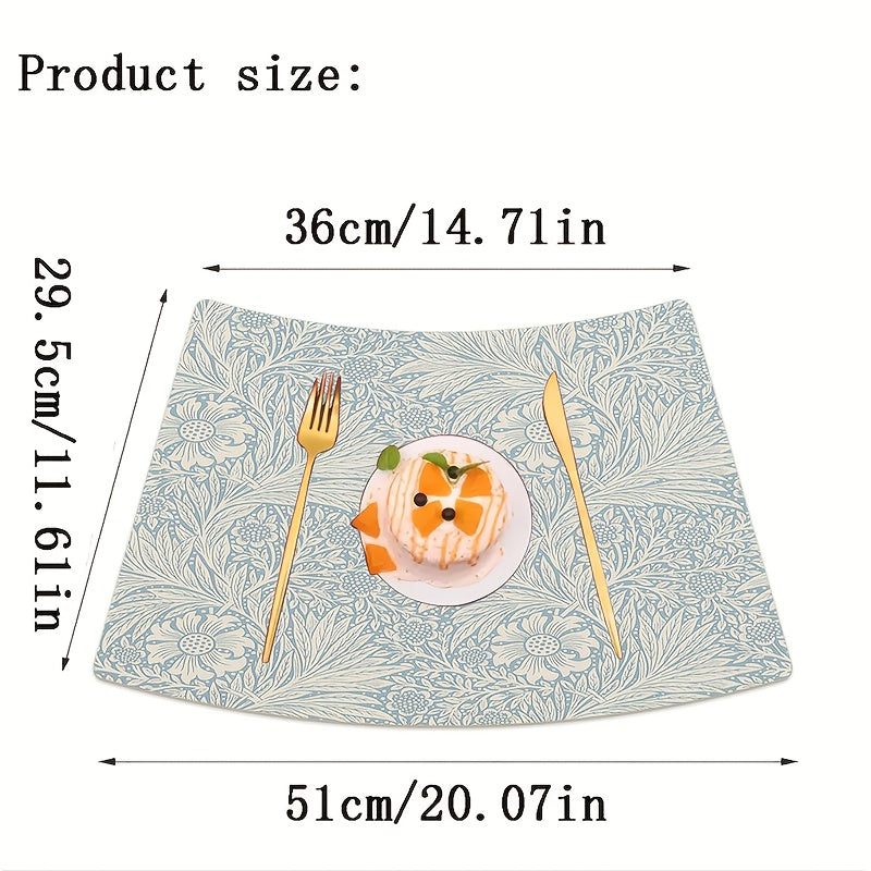 Fan-shaped Placemats with Upgraded Christmas Protection! Thickened Irregular-Shaped Leather Placemats, 11.6x20 Inches, Provide Powerful Heat Insulation and High-temperature Resistance, Creating a Barrier to Protect Tabletops from Scald Marks.