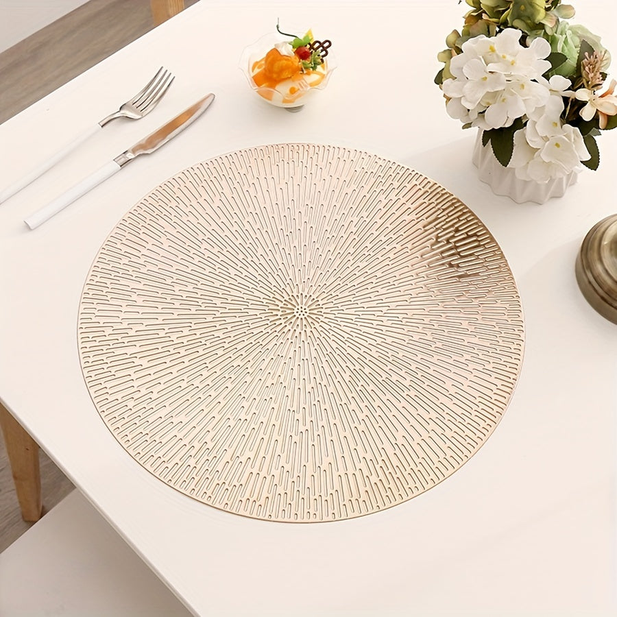 Round Hollowed-Out Celestial Eye Pattern Placemats with Golden Foil Heat-Resistant Table Mats