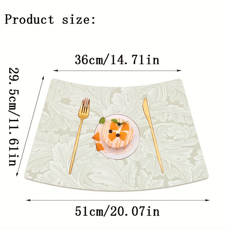 Scalloped Placemats Are Ready for Cozy Gatherings! 11.6-Inch Wide, 20-Inch Long Irregular-Shaped Leather Placemats, Thickened for Excellent Heat Insulation And High-Temperature Resistance, Non-Slip Bottom Design for Safety And Stability