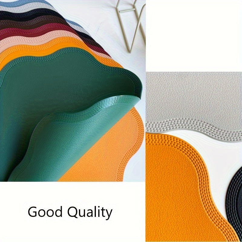 4pcs Set Faux Leather Placemats Heat Resistant Flower Shape Table Mats, Non-Slip Easy to Clean Place mat for Kitchen Coffee Dining Room Table