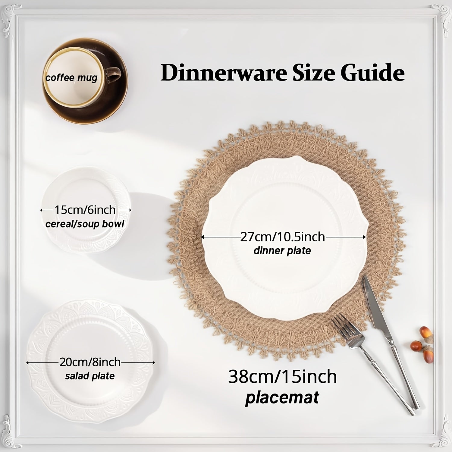 Natural|Rustic 10pcs Natural Round Placemats | Hand-Washable Rustic Fabric | 15-Inch Diameter for Dining Table, Thanksgiving & Fall