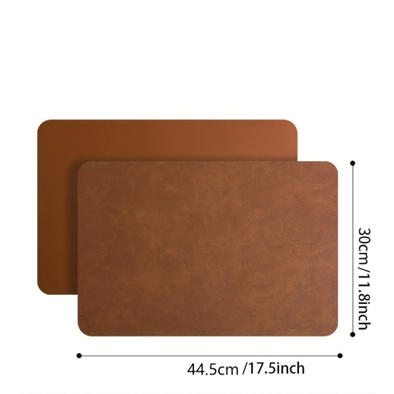 of 3 Cowhide Design Imitation Faux Leather Table Mats - Rectangular, Heat-Resistant Dining Mats for Kitchen Use, Hand Wash Only, Made of Polyurethane, Christmas Theme