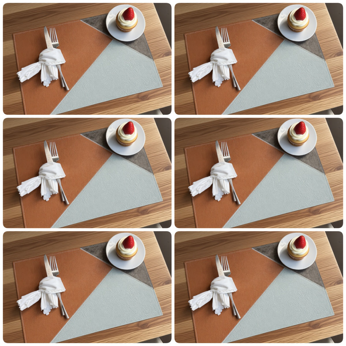 Set of 6 Colorful Faux Leather Placemats Measuring 17.72X11.81inch, Perfect for Festive Occasions. These Rectangular, Washable Faux Leather Placemats Are Heat-Resistant And Easy to Clean, Suitable for Everyday Use As Well As Weddings And Parties