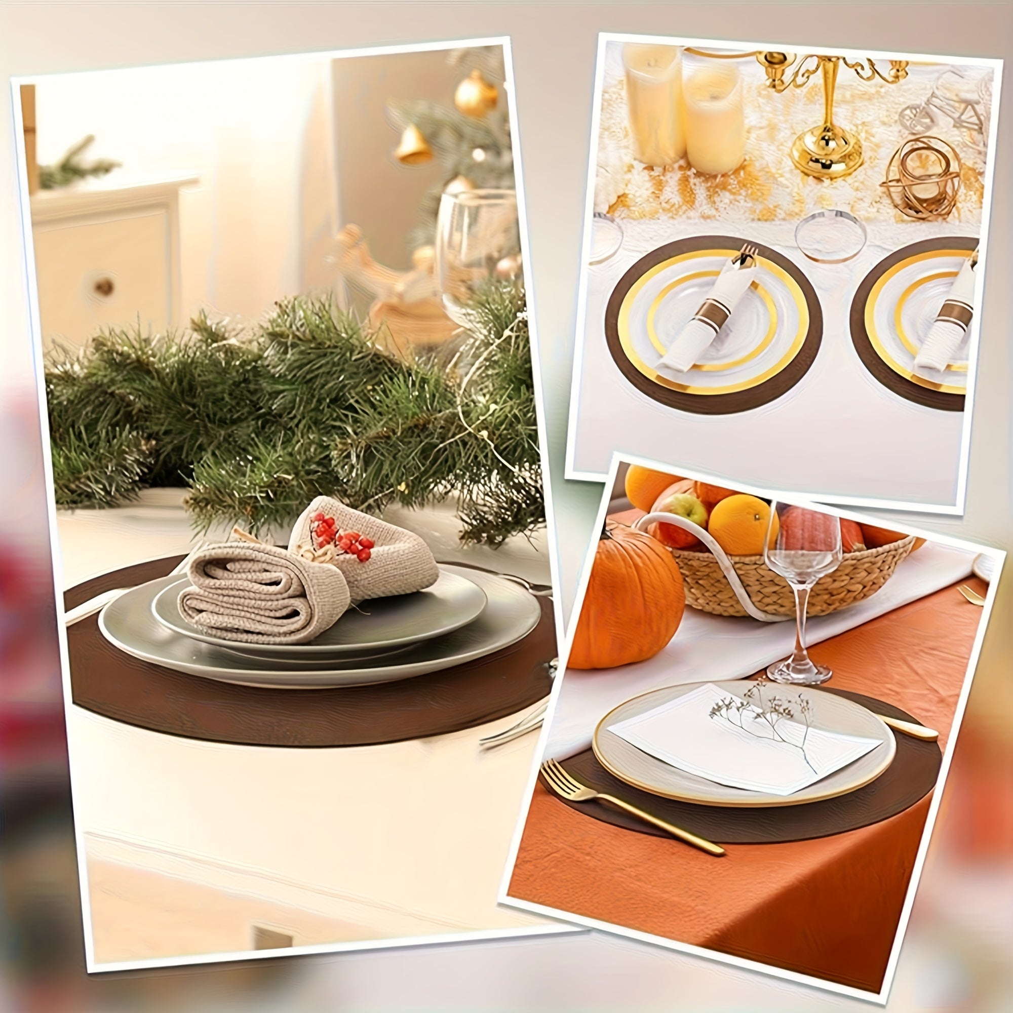 6pcs Set of Reversible PU Placemats, Table Mats, Coffee Mats, Heat-Insulating Artificial Leather Placemat Set, Nordic Style Double-Sided Two-Color Placemats, Suitable for Home, Hotel, And Party Table Decorations