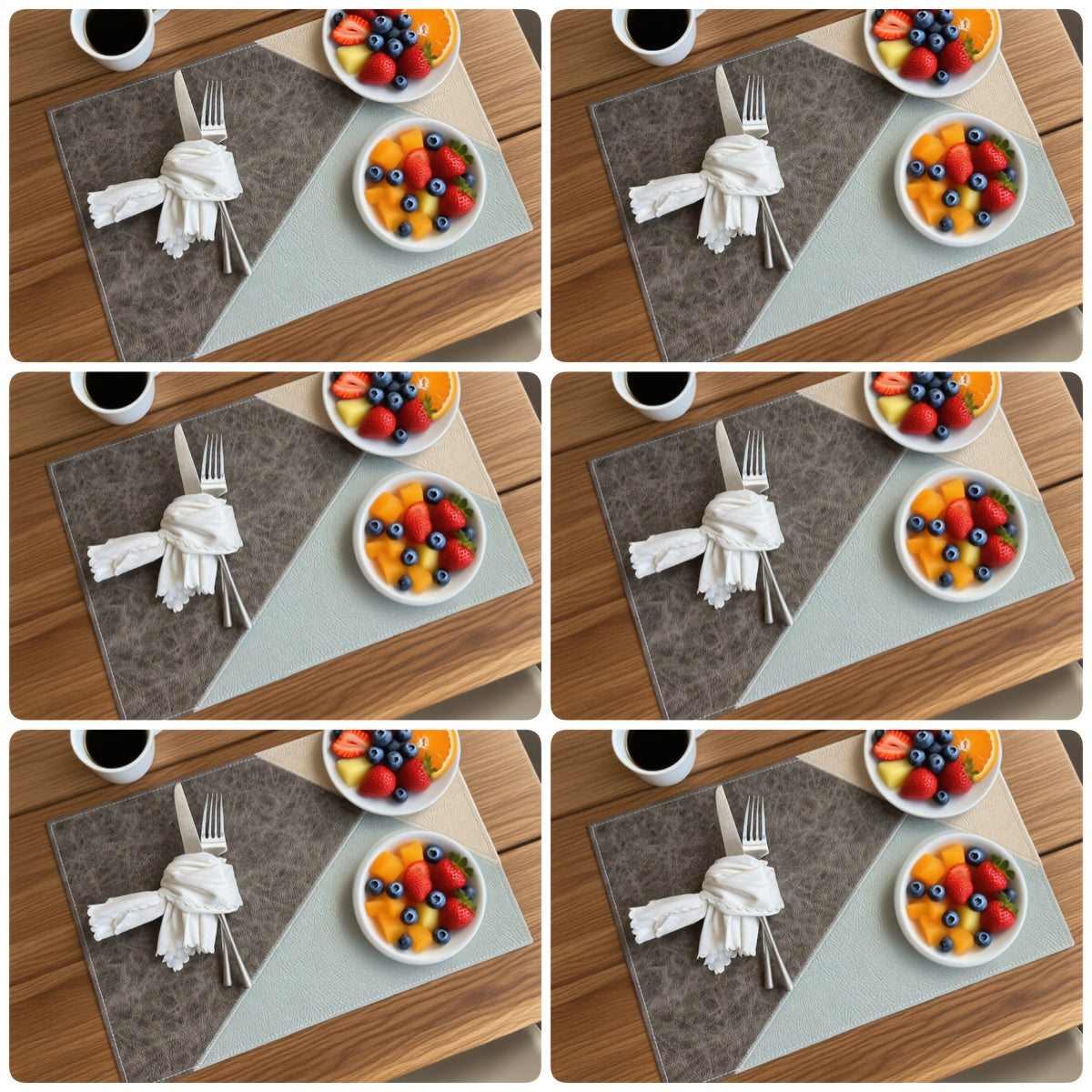 Set of 6 Colorful Faux Leather Placemats Measuring 17.72X11.81inch, Perfect for Festive Occasions. These Rectangular, Washable Faux Leather Placemats Are Heat-Resistant And Easy to Clean, Suitable for Everyday Use As Well As Weddings And Parties