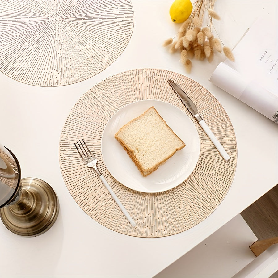 Round Hollowed-Out Celestial Eye Pattern Placemats with Golden Foil Heat-Resistant Table Mats