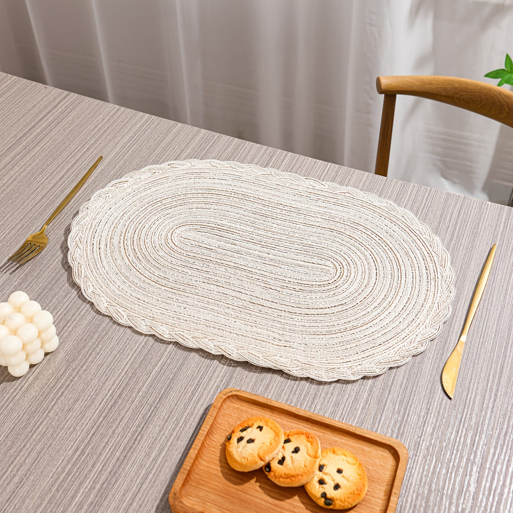 6\u002F8pcs of Rectangular Large Placemats with Lace, Kitchen Decorative Table Mats, Washable Western Plate Mats, Christmas Decorations, Dining Table Decor