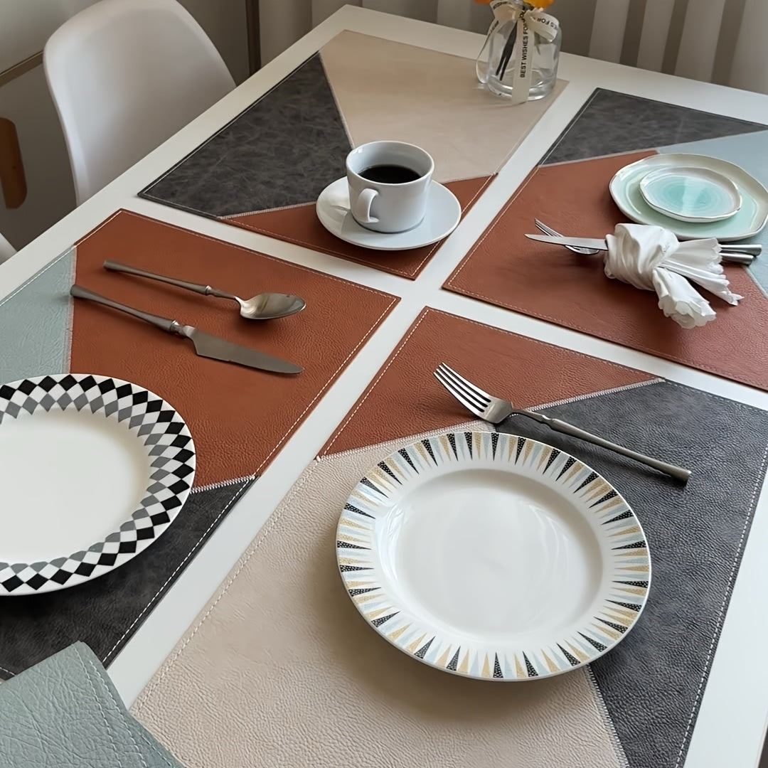 Set of 6 Colorful Faux Leather Placemats Measuring 17.72X11.81inch, Perfect for Festive Occasions. These Rectangular, Washable Faux Leather Placemats Are Heat-Resistant And Easy to Clean, Suitable for Everyday Use As Well As Weddings And Parties