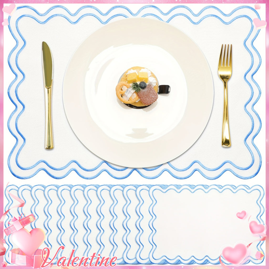 A Collection of 12 Linen Placemats Measuring 13\