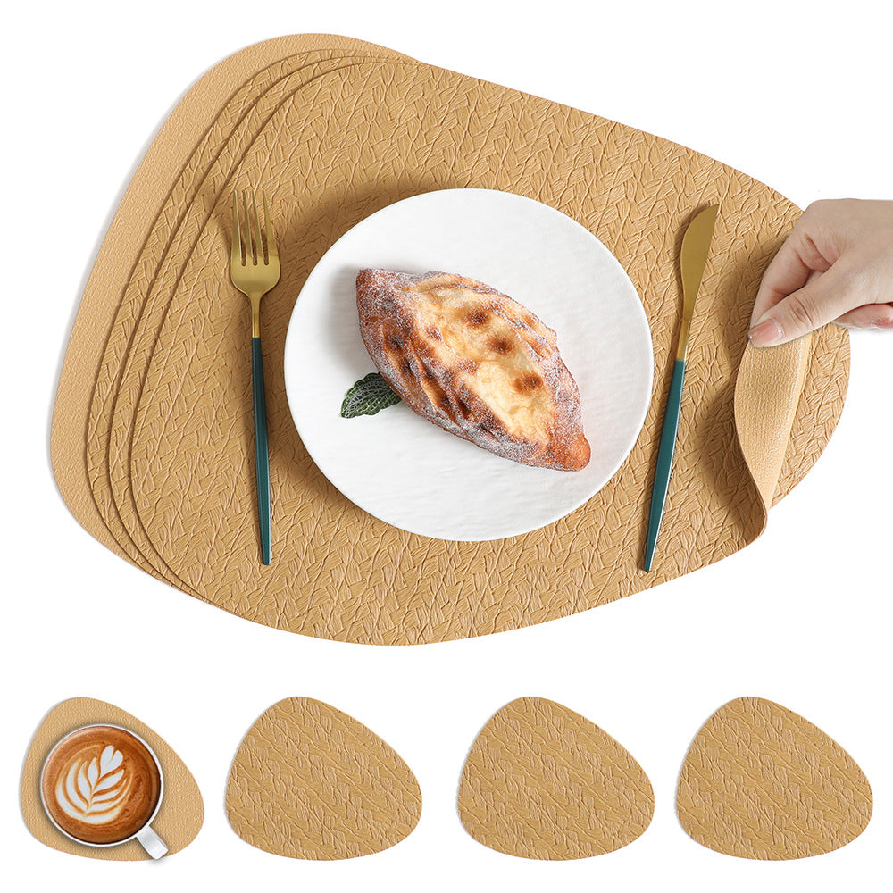 5pcs Nordic Ins Water Drop Meal Mat (1 Mat+4 Coasters) High-Quality And Mat Rice Grain Anti Scalding And Thermal Insulation Mat Bowl Mat