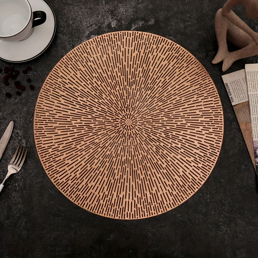 Round Hollowed-Out Celestial Eye Pattern Placemats with Golden Foil Heat-Resistant Table Mats