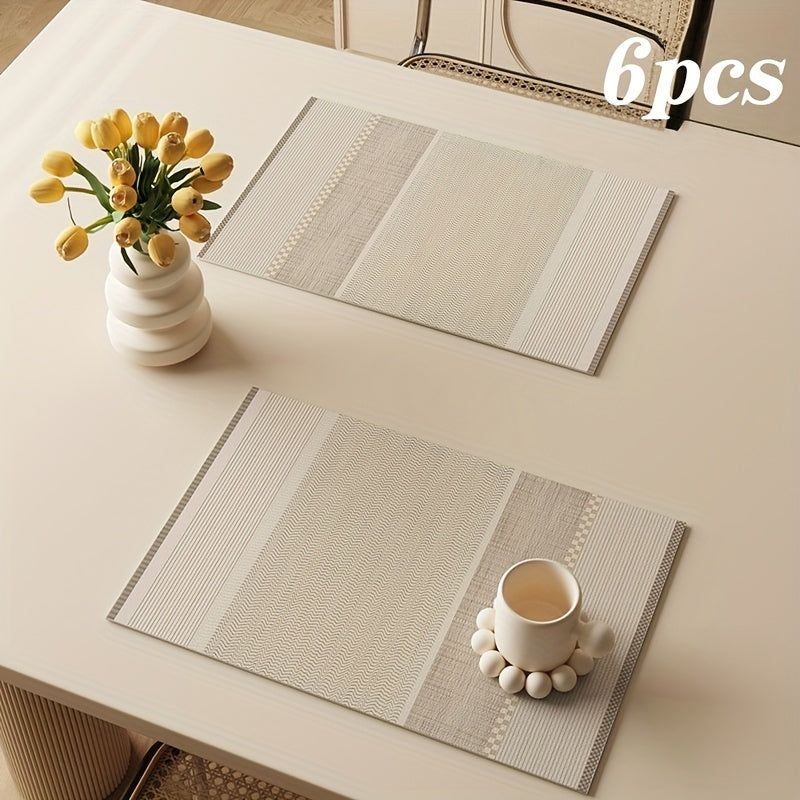 6pcs Nordic Wind Stripes Anti-slip Erasable Placemats Desktop Protection Desktop Decoration Is Suitable for Restaurant Family Christmas.