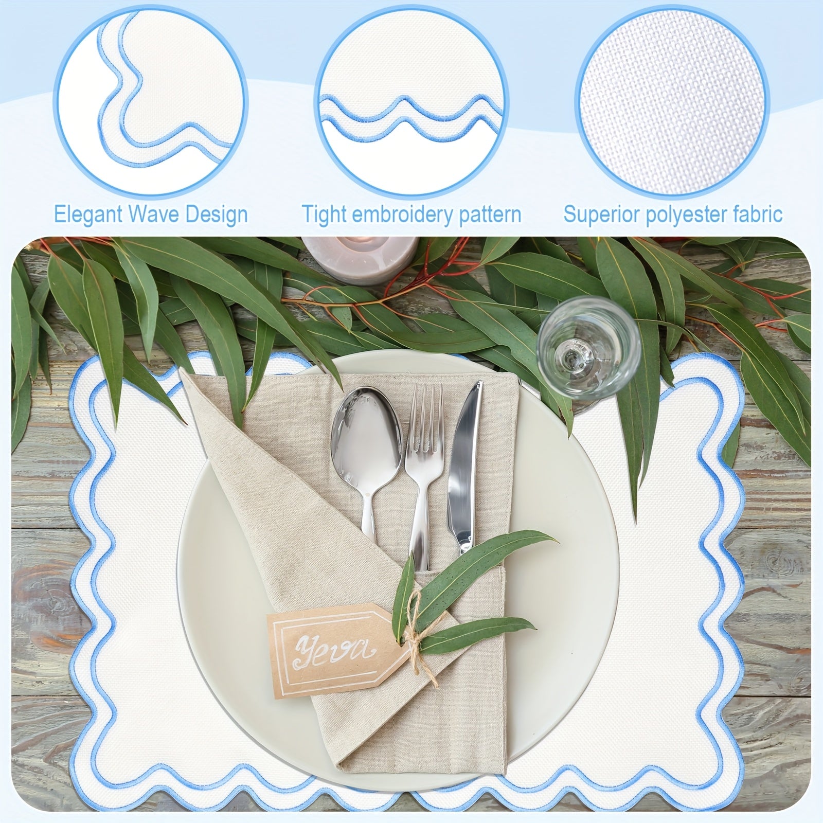 A Collection of 12 Linen Placemats Measuring 13\