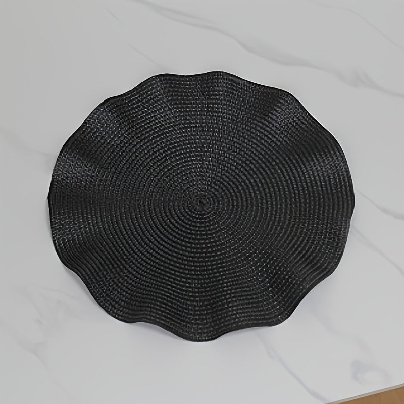 5pcs Creative Ruffled Irregular Table Placemats, Thick PP, 14.96in, Kitchen Dining Mat, Multiple Colors, Durable and Stylish, Ideal for Everyday Use, Non-Slip, Breathable, Easy to Clean