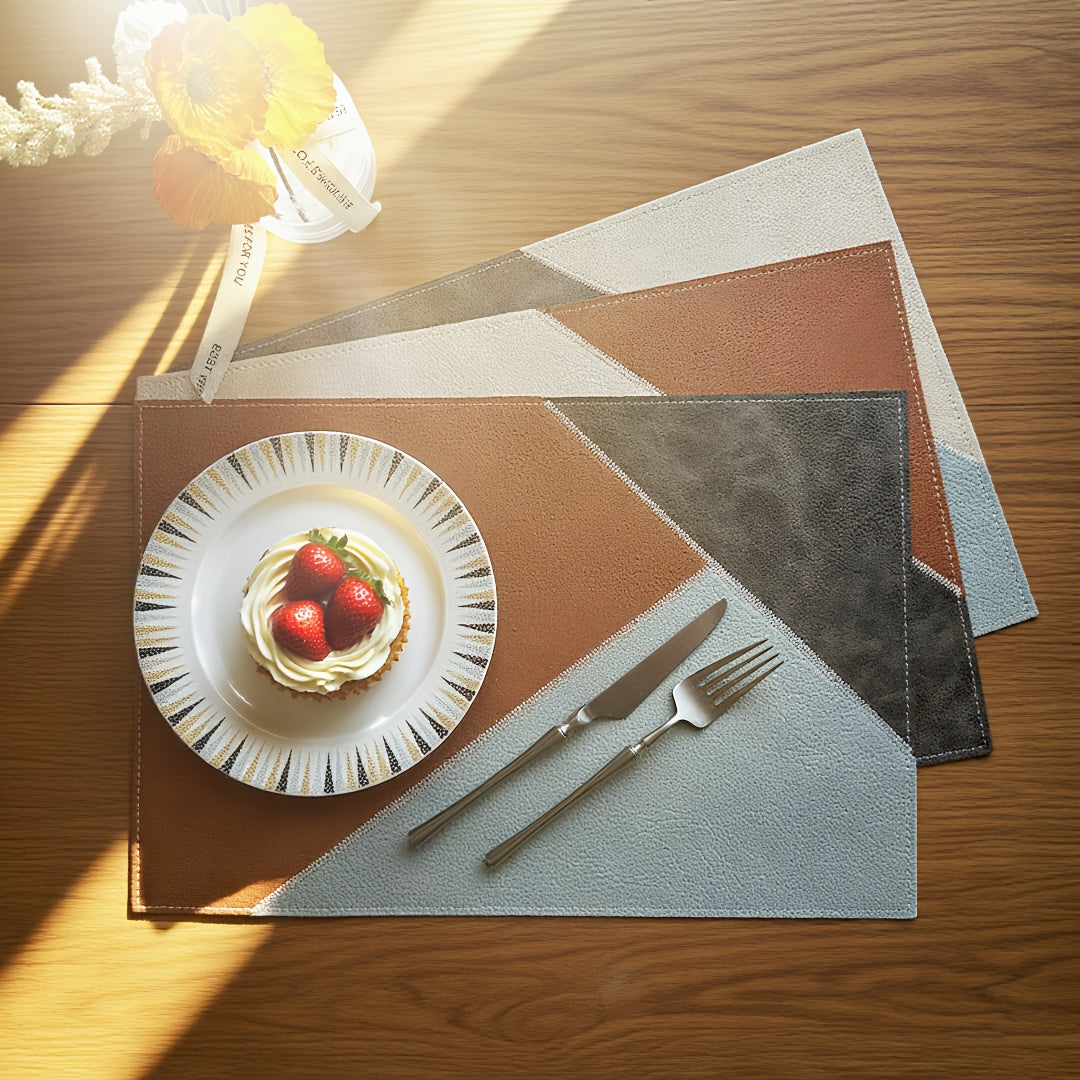 Set of 6 Colorful Faux Leather Placemats Measuring 17.72X11.81inch, Perfect for Festive Occasions. These Rectangular, Washable Faux Leather Placemats Are Heat-Resistant And Easy to Clean, Suitable for Everyday Use As Well As Weddings And Parties