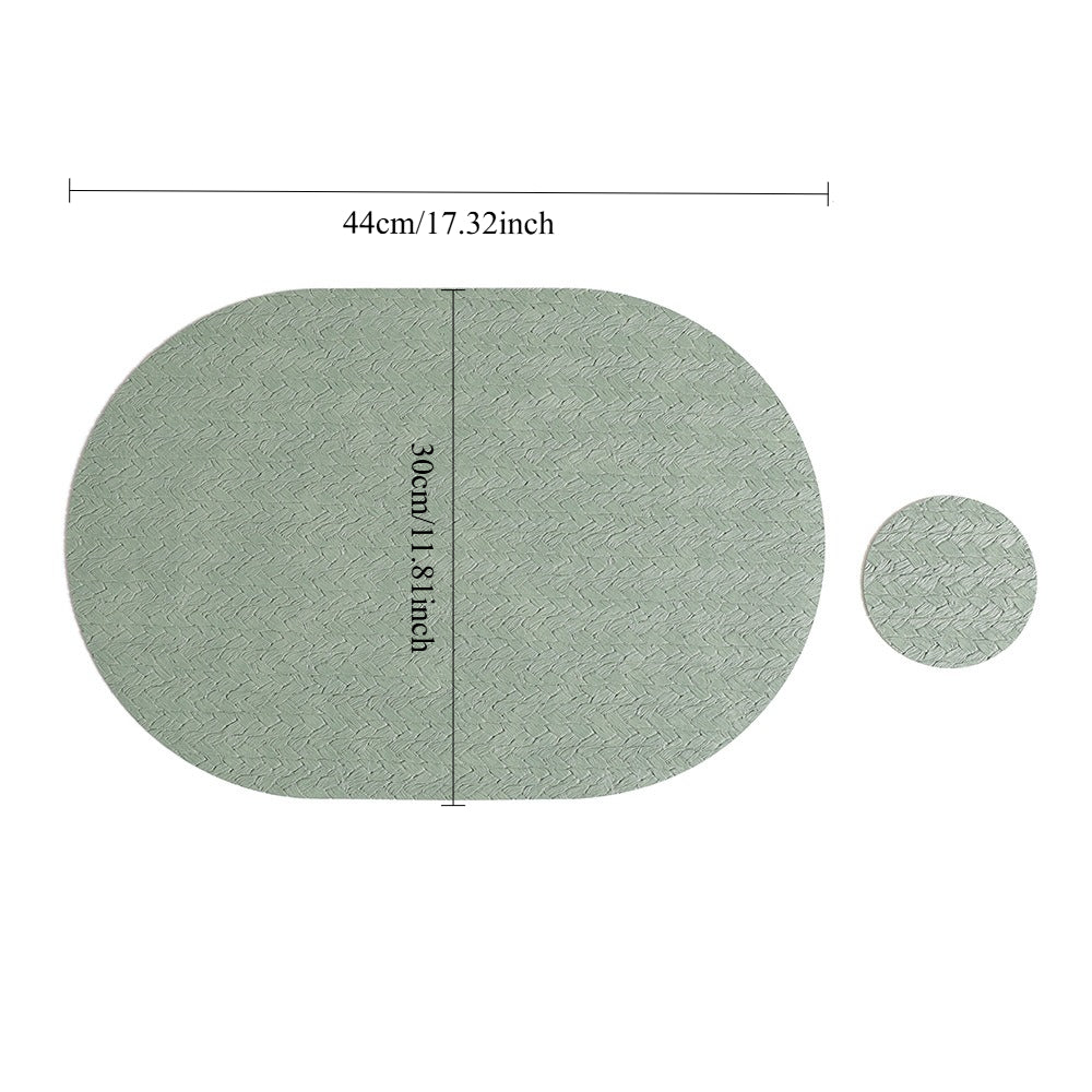 5pcs Nordic Ins Elliptical Placemat, Western Home Dining Table Mat, Rice Grain Pattern High-Quality, Heat-resistant and Heat-insulating Mat