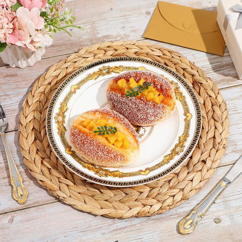 30pcs Wheat Round Placemats Hand Braided Table Mats - Rustic Boho Wheat Tableware for Dinner Party, Charger Plates, Kitchen & Dining Table Decor, Durable Wheat Table Settings (Compatible with Water