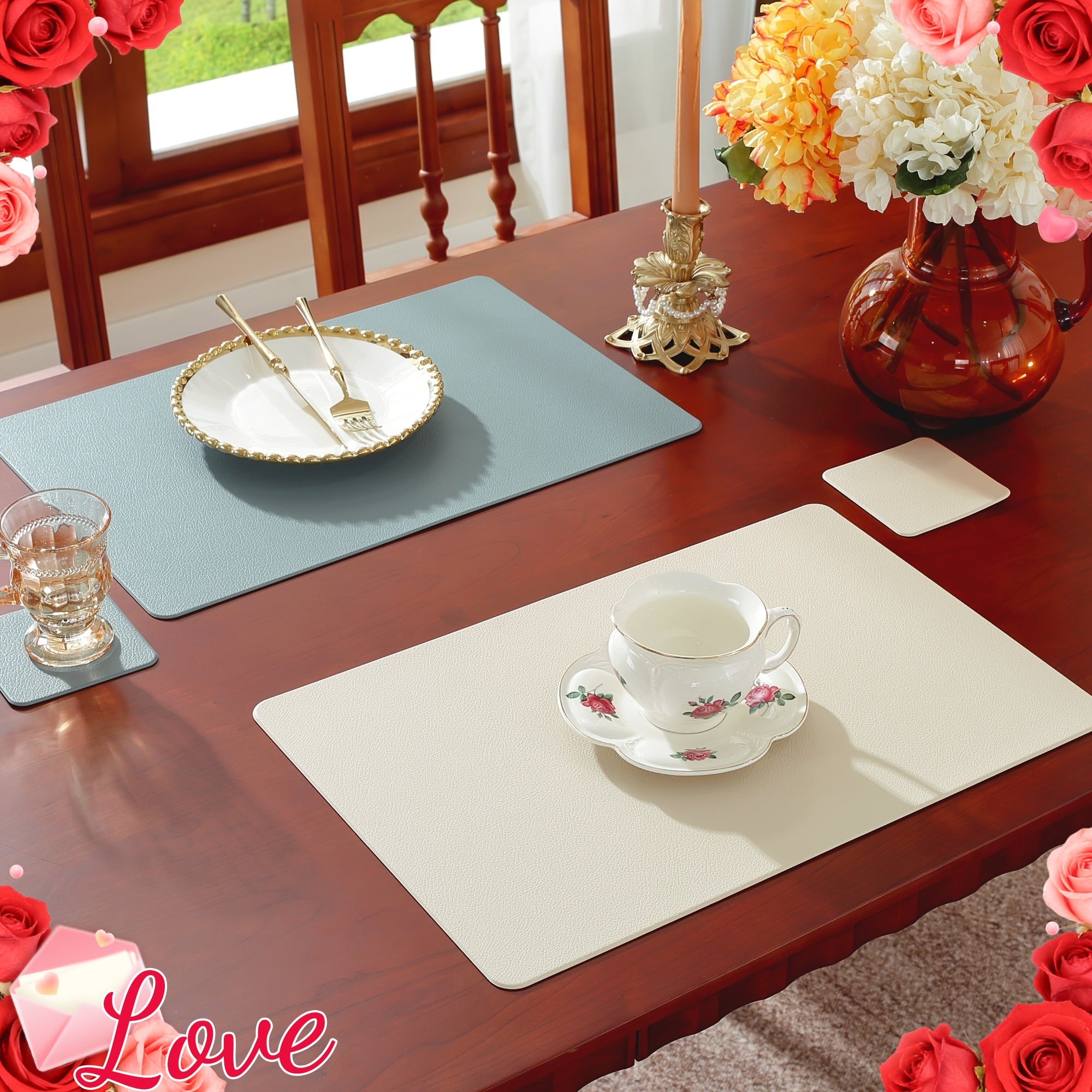 8\u002F12pcs Hotel & Restaurant Placemats Set, Rectangular Solid Color Premium Table Mats, Easy-to-Clean Heat-Resistant Coasters for Weddings, Parties, Home Kitchen Dining Tables, Festive Decor