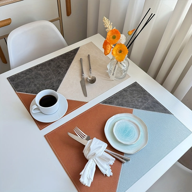 Set of 6 Colorful Faux Leather Placemats Measuring 17.72X11.81inch, Perfect for Festive Occasions. These Rectangular, Washable Faux Leather Placemats Are Heat-Resistant And Easy to Clean, Suitable for Everyday Use As Well As Weddings And Parties