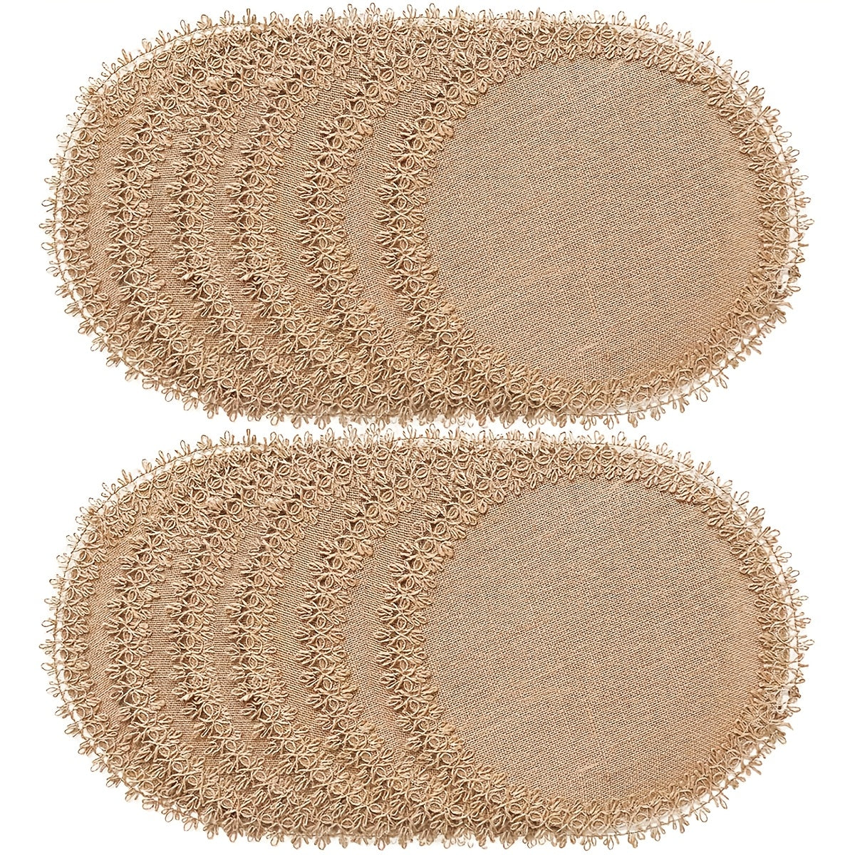 Natural|Rustic 10pcs Natural Round Placemats | Hand-Washable Rustic Fabric | 15-Inch Diameter for Dining Table, Thanksgiving & Fall