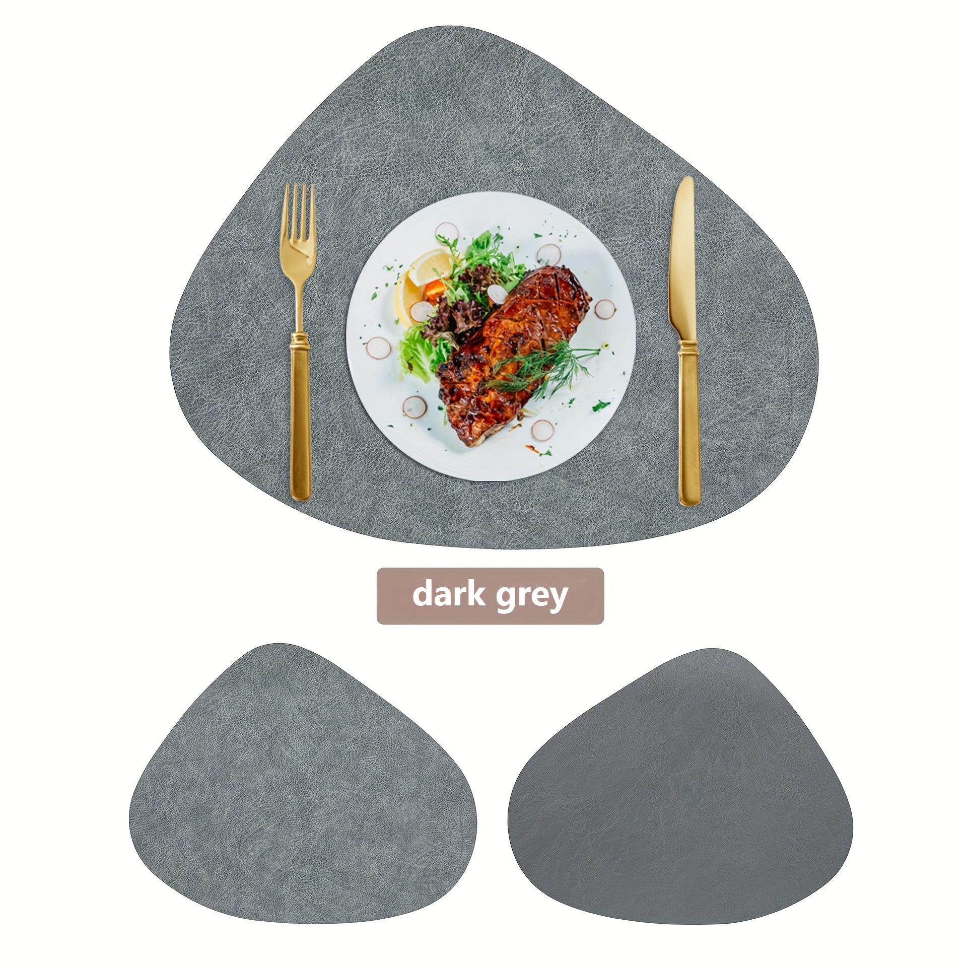 4pcs Nordic double-sided Water-Drop Shaped Faux Leather Placemats, Dining Table Mats, Western Plate Mats, Heat-resistant Mats, Home Table Decor Mats, Kitchen Table Mats, Multicolor Available, Easy Clean, Suitable for Daisy Family Use&Gatherings&Hotel
