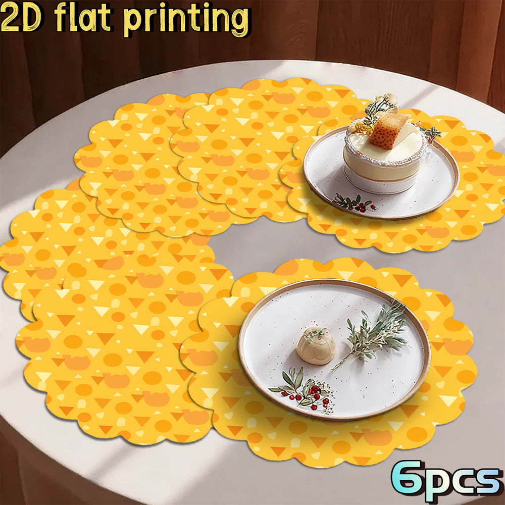 6pcs Modern Geometric Placemats - Table s with Triangle, Oval & Irregular Shapes, Neutral Tones Suitable for Modern Dining Tables, Kitchens, Casual & Formal Use