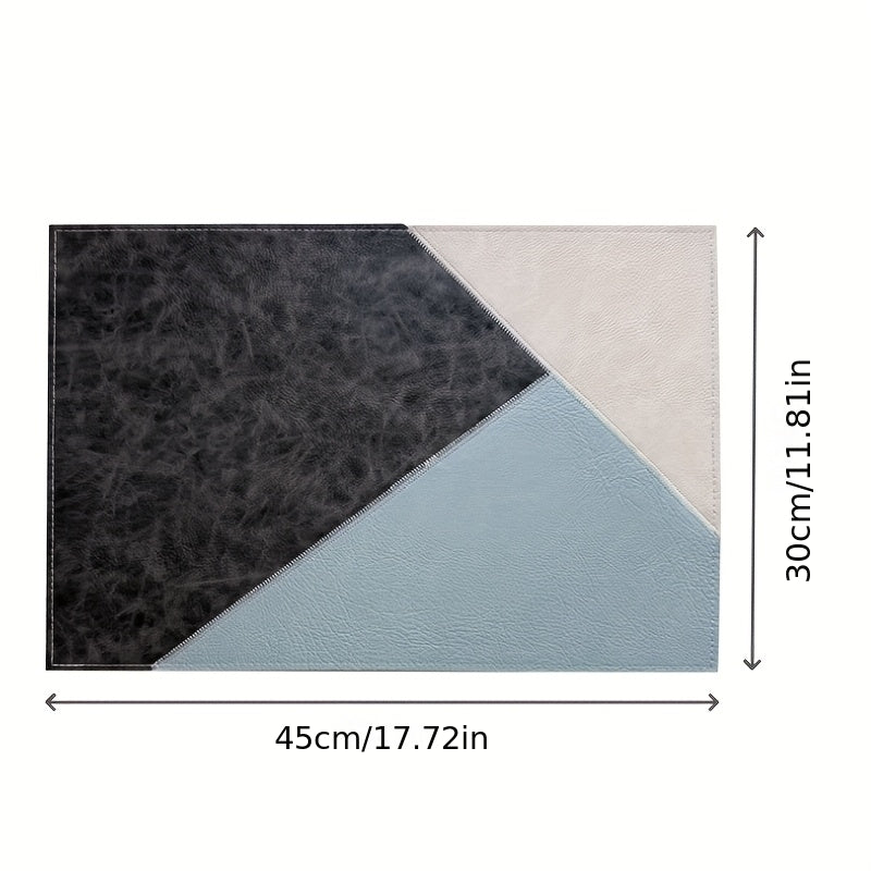 Set of 6 Colorful Faux Leather Placemats Measuring 17.72X11.81inch, Perfect for Festive Occasions. These Rectangular, Washable Faux Leather Placemats Are Heat-Resistant And Easy to Clean, Suitable for Everyday Use As Well As Weddings And Parties