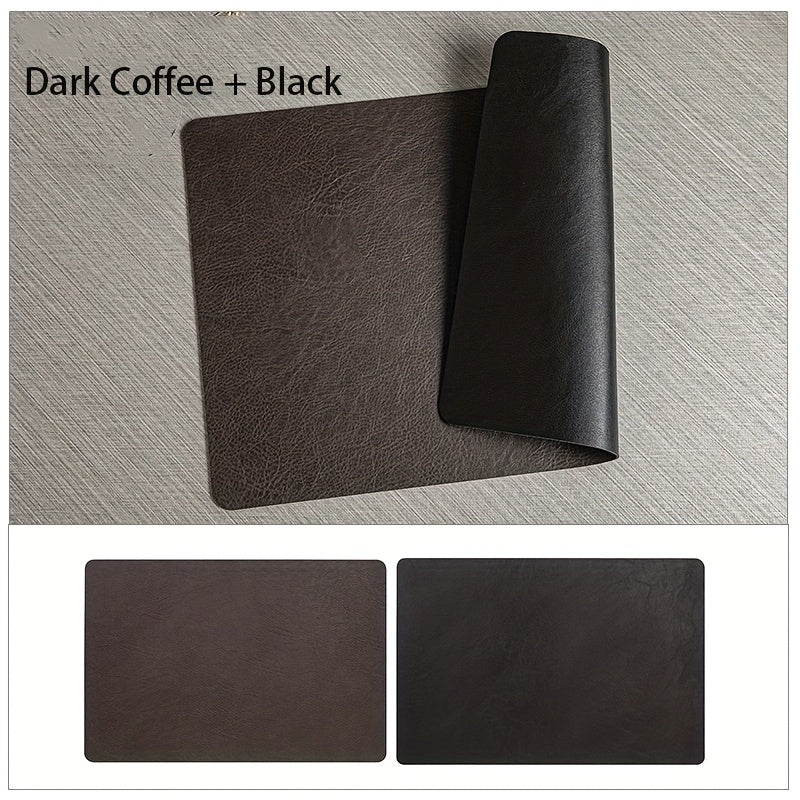 of 3 Cowhide Design Imitation Faux Leather Table Mats - Rectangular, Heat-Resistant Dining Mats for Kitchen Use, Hand Wash Only, Made of Polyurethane, Christmas Theme