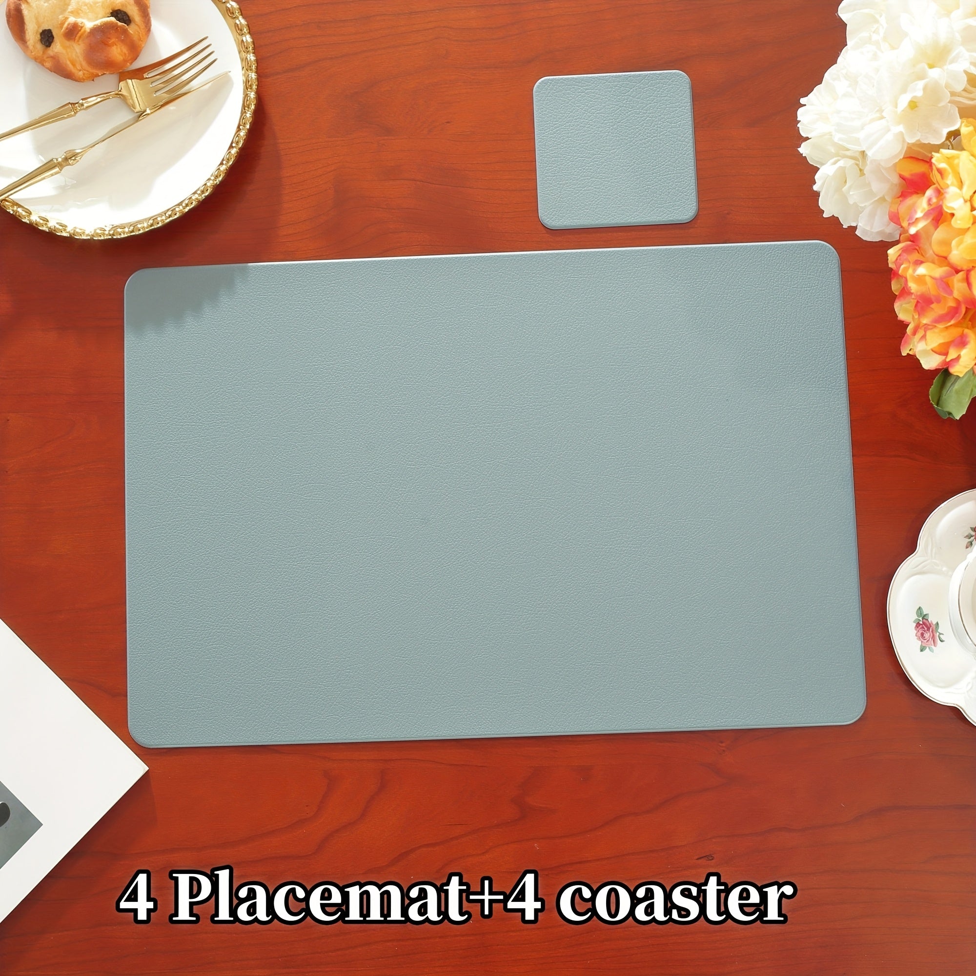 8\u002F12pcs Hotel & Restaurant Placemats Set, Rectangular Solid Color Premium Table Mats, Easy-to-Clean Heat-Resistant Coasters for Weddings, Parties, Home Kitchen Dining Tables, Festive Decor