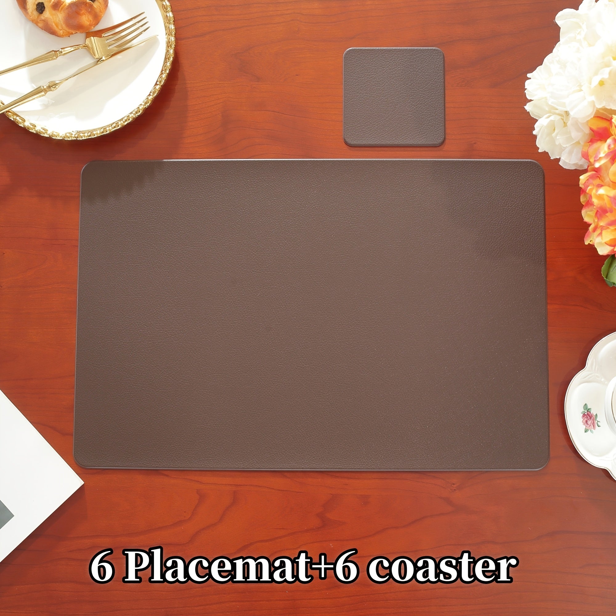 8\u002F12pcs Hotel & Restaurant Placemats Set, Rectangular Solid Color Premium Table Mats, Easy-to-Clean Heat-Resistant Coasters for Weddings, Parties, Home Kitchen Dining Tables, Festive Decor