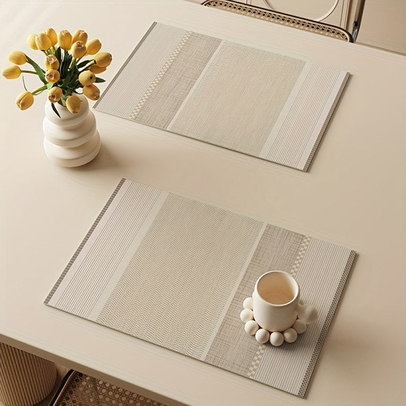 6pcs Nordic Wind Stripes Anti-slip Erasable Placemats Desktop Protection Desktop Decoration Is Suitable for Restaurant Family Christmas.