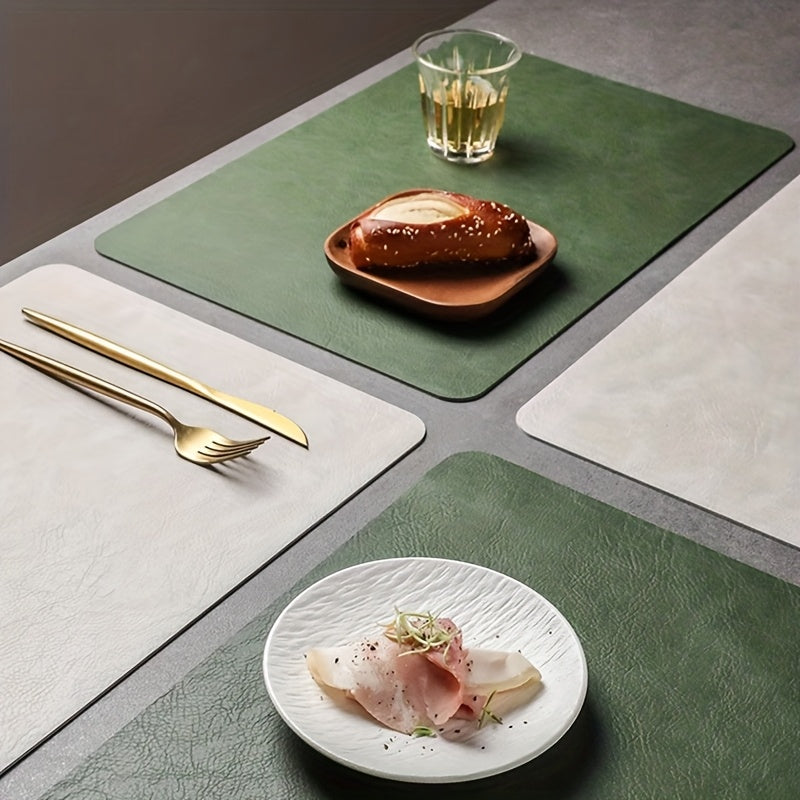 of 3 Cowhide Design Imitation Faux Leather Table Mats - Rectangular, Heat-Resistant Dining Mats for Kitchen Use, Hand Wash Only, Made of Polyurethane, Christmas Theme