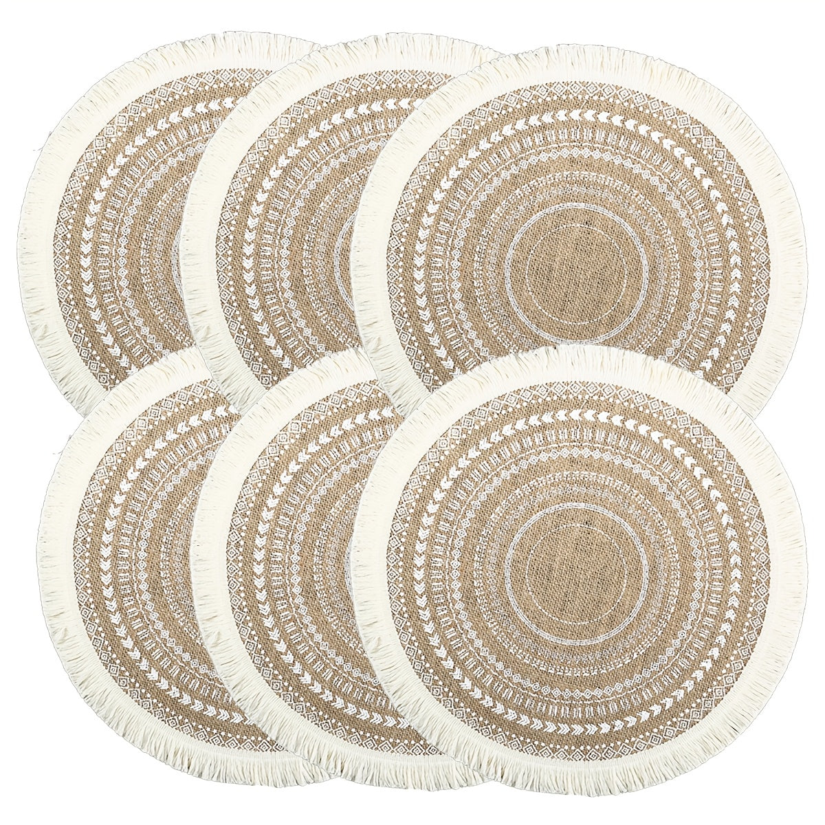 6pcs\u002F8pcs Bohemian Style Heat-Resistant Mats for Bowls And Plates, Easter And Graduation Season Table Mats with Tassels, Round Table Mats for Hotel And Café Decoration, Tableware Mats