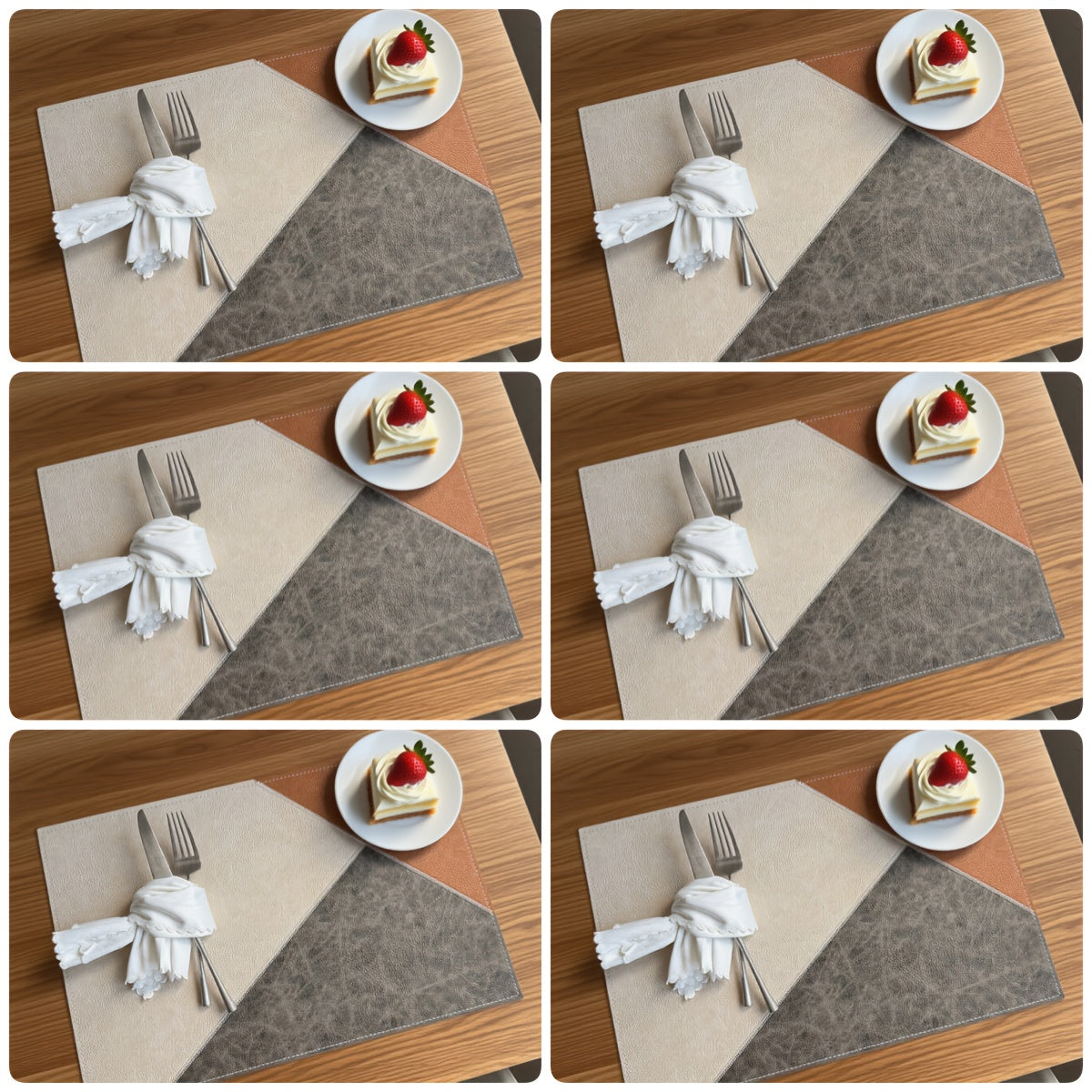 Set of 6 Colorful Faux Leather Placemats Measuring 17.72X11.81inch, Perfect for Festive Occasions. These Rectangular, Washable Faux Leather Placemats Are Heat-Resistant And Easy to Clean, Suitable for Everyday Use As Well As Weddings And Parties