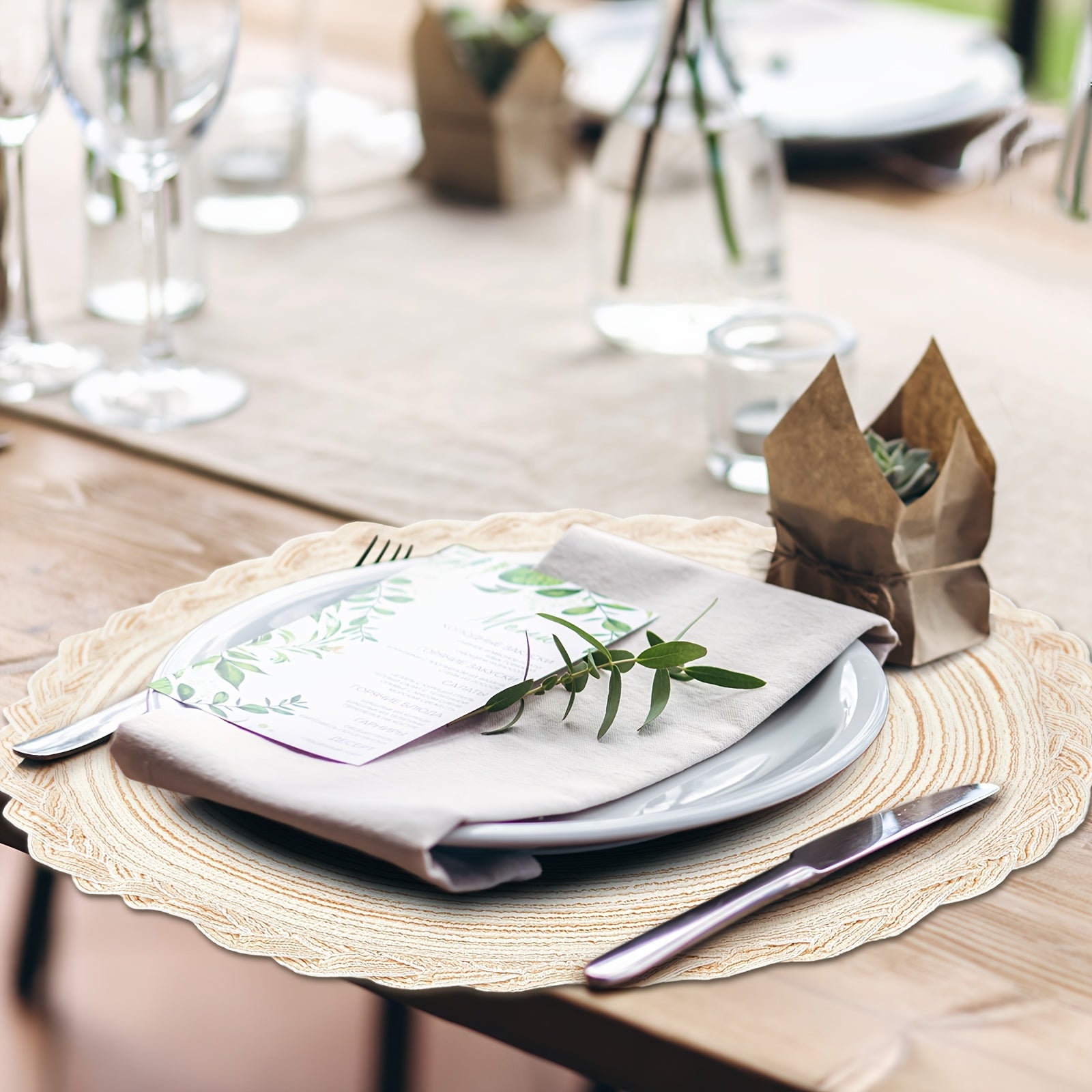 Large 15 Inch Round Braided Placemats Boho Placemats Bulk Washable Fabric Placemats Heat Resistant Round Kitchen Table Mats Circle Nonslip Table Mats