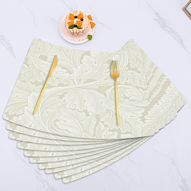 Scalloped Placemats Are Ready for Cozy Gatherings! 11.6-Inch Wide, 20-Inch Long Irregular-Shaped Leather Placemats, Thickened for Excellent Heat Insulation And High-Temperature Resistance, Non-Slip Bottom Design for Safety And Stability
