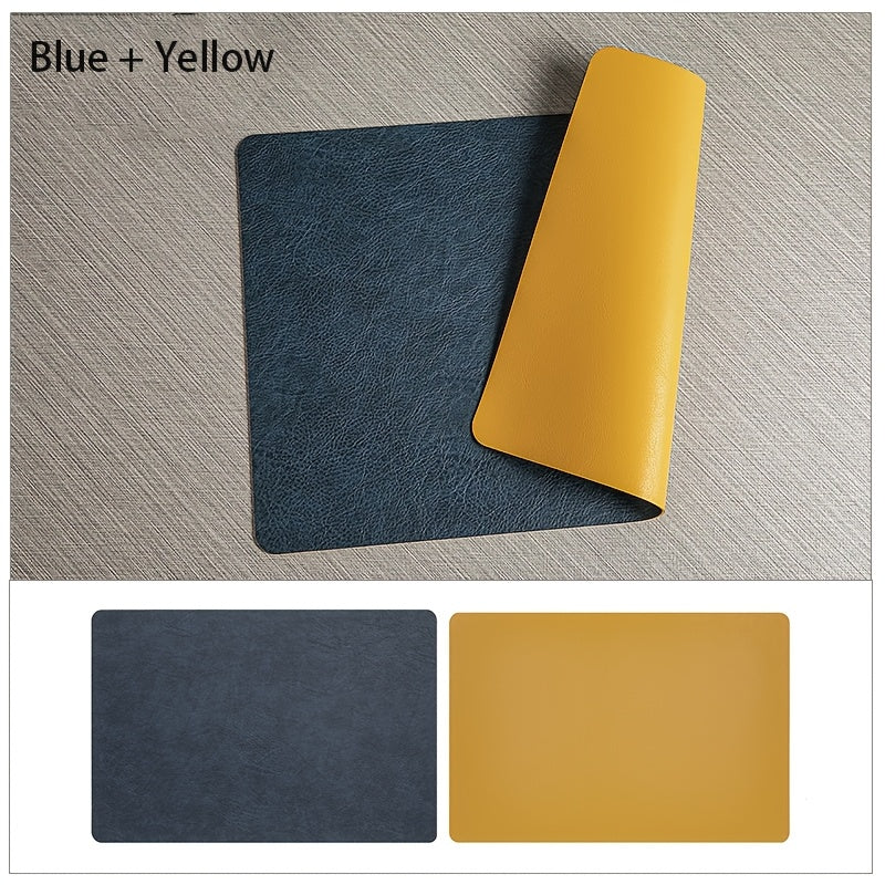 of 3 Cowhide Design Imitation Faux Leather Table Mats - Rectangular, Heat-Resistant Dining Mats for Kitchen Use, Hand Wash Only, Made of Polyurethane, Christmas Theme