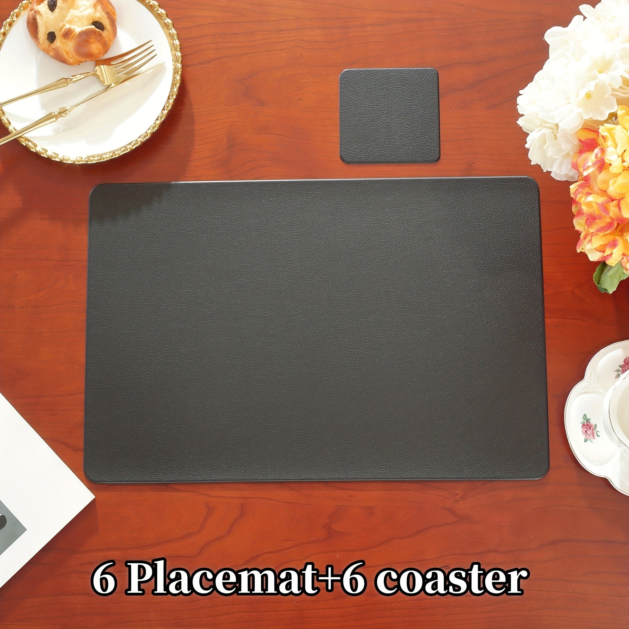 8\u002F12pcs Hotel & Restaurant Placemats Set, Rectangular Solid Color Premium Table Mats, Easy-to-Clean Heat-Resistant Coasters for Weddings, Parties, Home Kitchen Dining Tables, Festive Decor