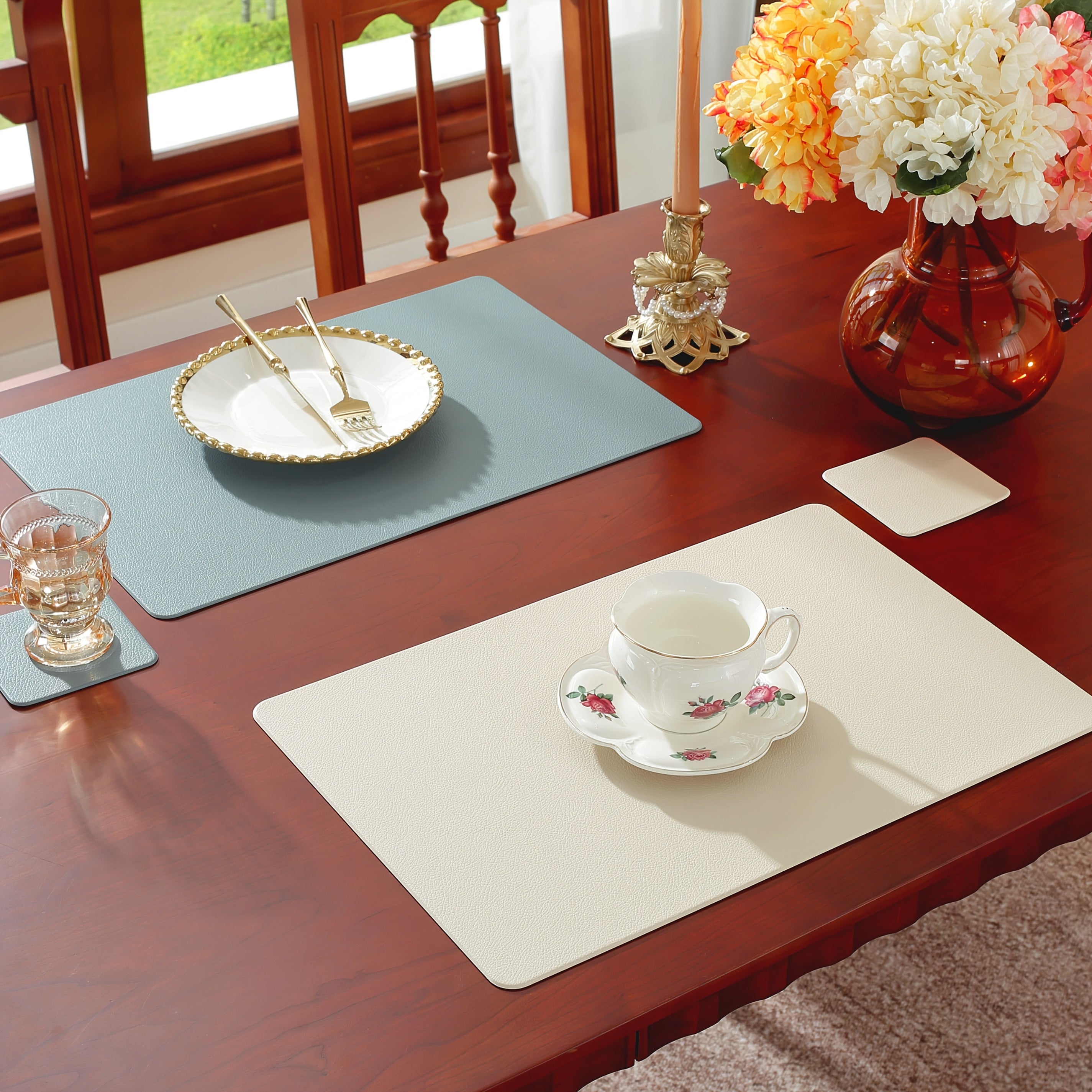 8\u002F12pcs Hotel & Restaurant Placemats Set, Rectangular Solid Color Premium Table Mats, Easy-to-Clean Heat-Resistant Coasters for Weddings, Parties, Home Kitchen Dining Tables, Festive Decor