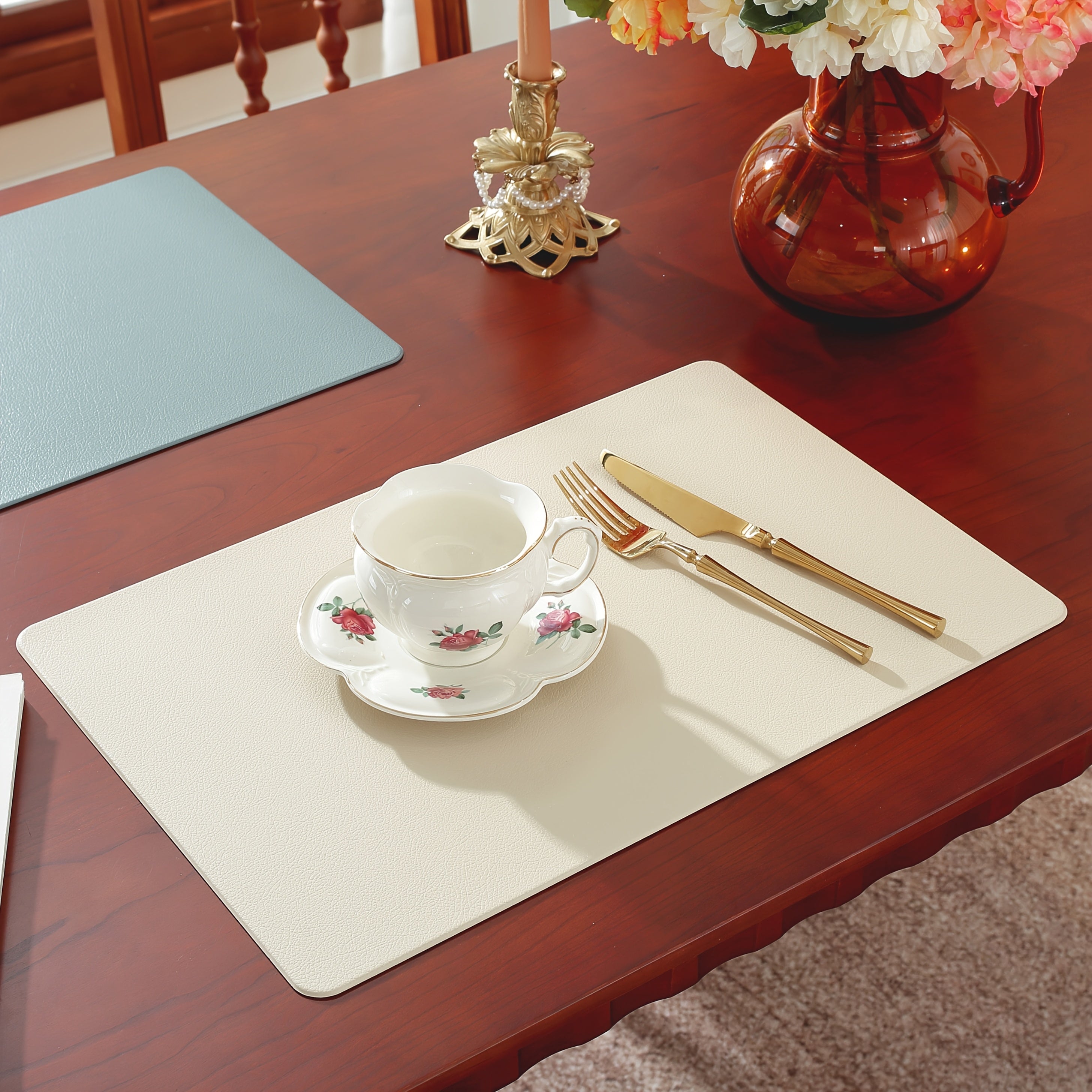 8\u002F12pcs Hotel & Restaurant Placemats Set, Rectangular Solid Color Premium Table Mats, Easy-to-Clean Heat-Resistant Coasters for Weddings, Parties, Home Kitchen Dining Tables, Festive Decor