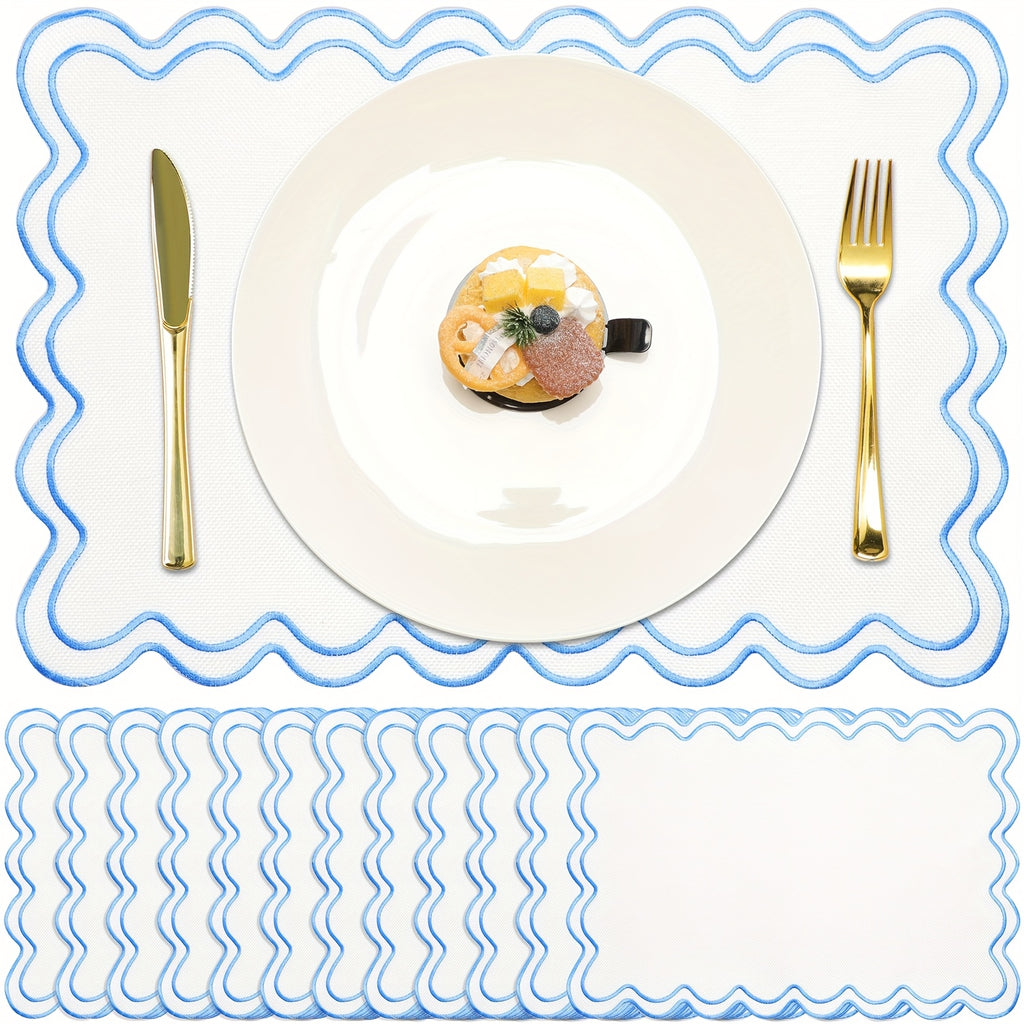 A Collection of 12 Linen Placemats Measuring 13\