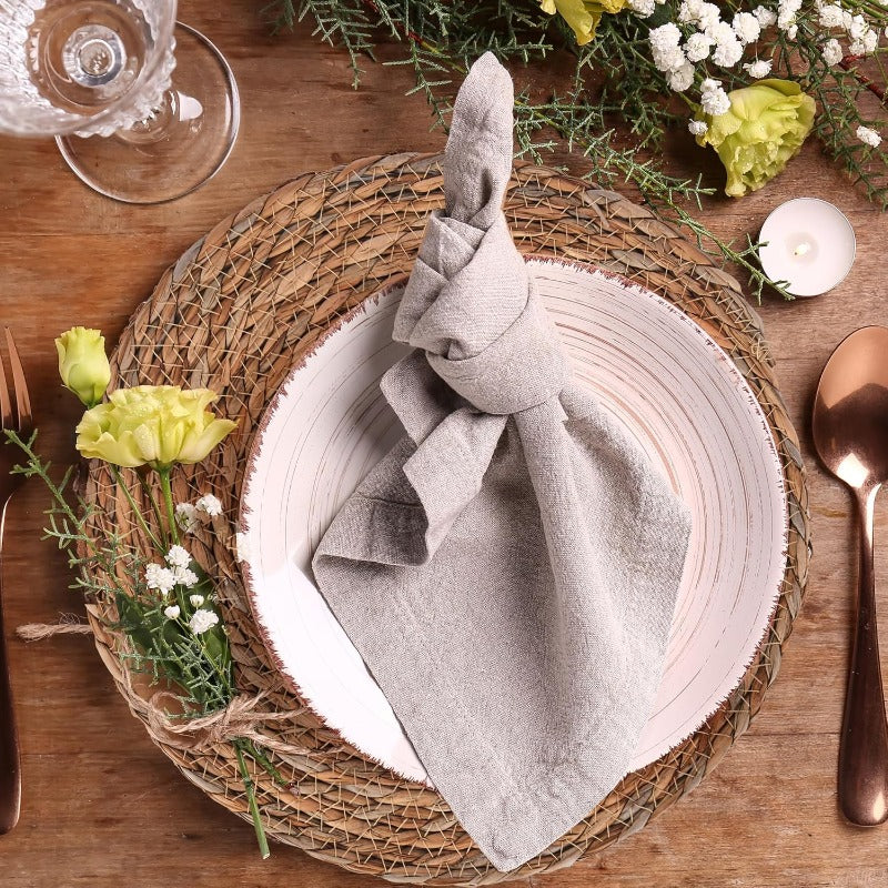 Set of 1012 Defined Deco Hand-Woven Natural Water Hyacinth Round Rattan Placemats - Rustic Farmhouse Braided Wicker Table Mats, 39.37inch Thick Durable Woven Design for Dining Table, Wedding, Home Decor - & Elegant Place Settings