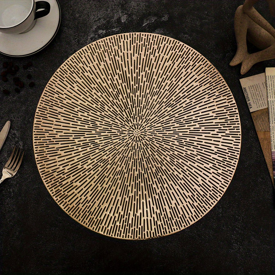 Round Hollowed-Out Celestial Eye Pattern Placemats with Golden Foil Heat-Resistant Table Mats
